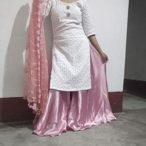 Kurti With Umbrella Plazo Dupatta 